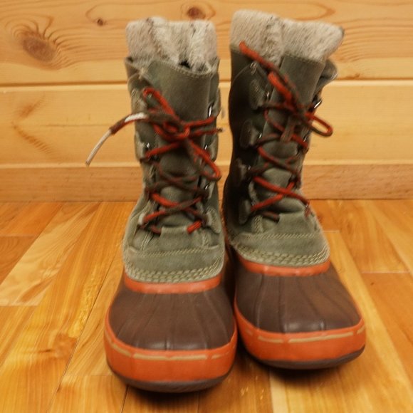 LL Bean Green Gray Suede Insulated Felt Lined Waterproof Boots Size 6 - Picture 4 of 11